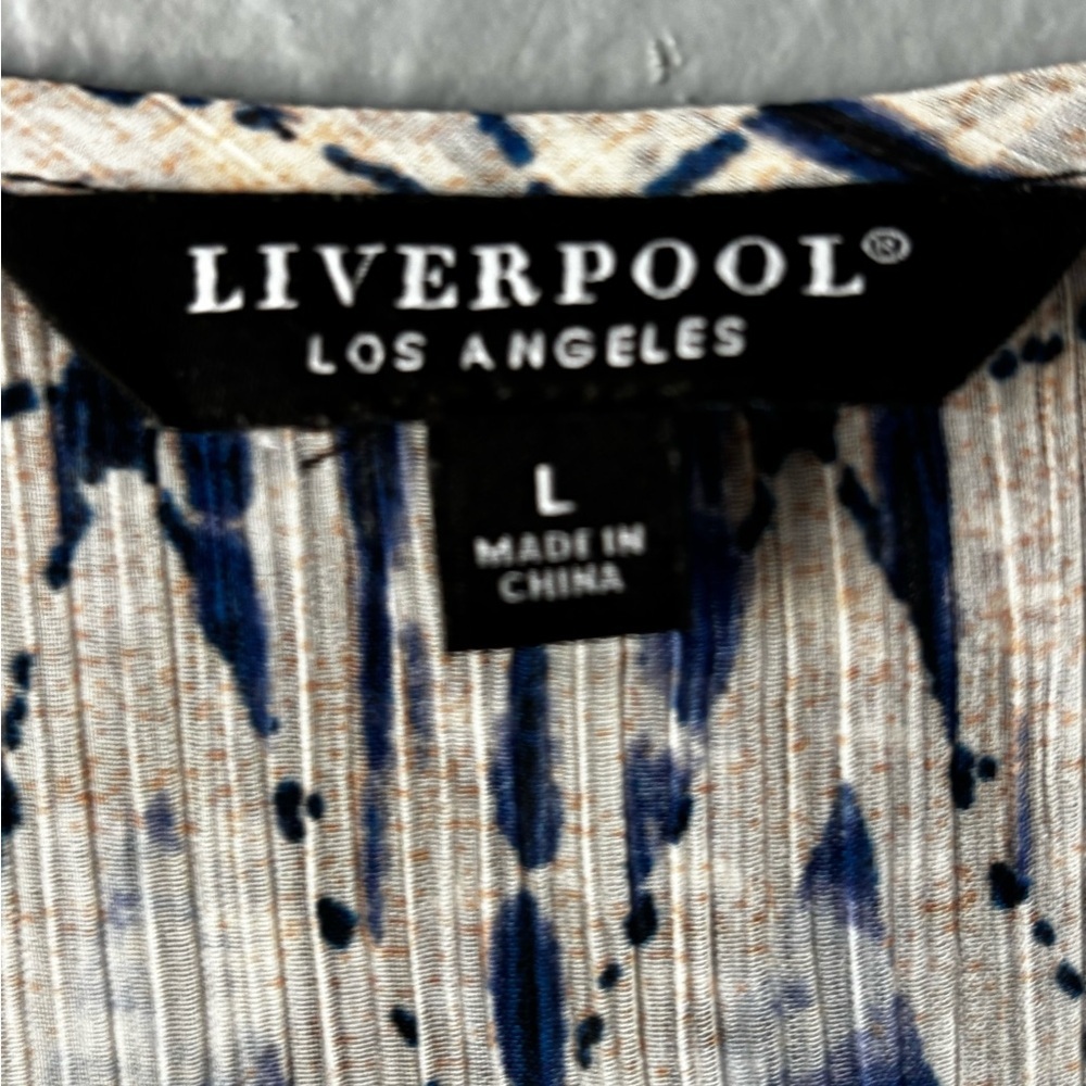 Liverpool Los Angeles Navy Cream Geometric Print Tank Top Size Large Lightweight - Picture 12 of 12